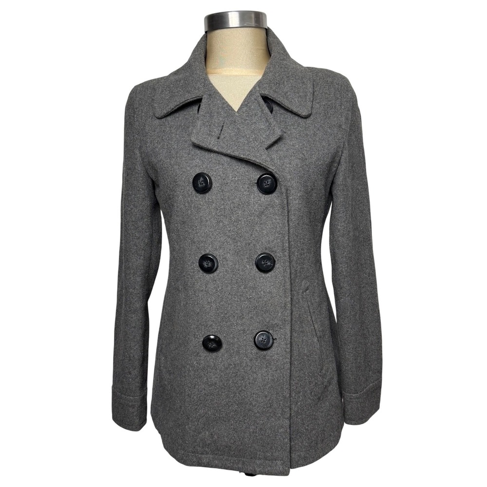 Old Navy Gray Wool Blend Double Breasted Peacoat Jacket Small